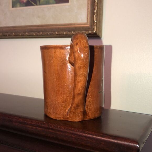 “Bill” Handmade Stone Mug in Rust Brown Burnt Orange - Picture 6 of 9
